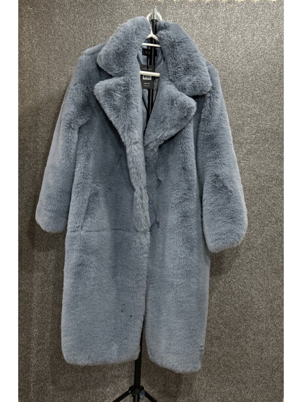 NOIZE Savannah Faux Fur Coat Slate Blue Vegan Canadian Outerwear Cozy Vintage